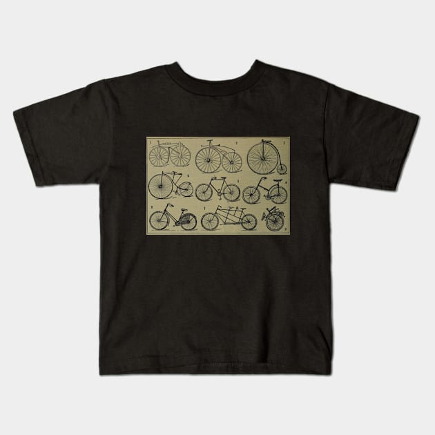 Vintage Bicycles Kids T-Shirt by bluespecsstudio